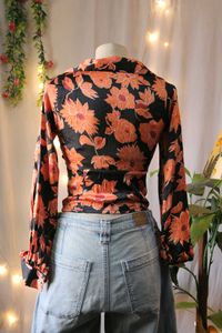 Chic Floral Print Button-Up Top