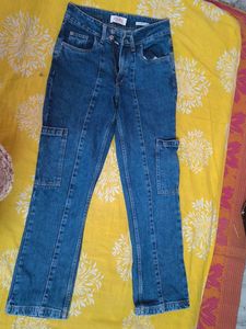 Blue Denim Cargo Jeans