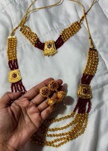 Unused Exquisite Gold and Ruby Necklace Set