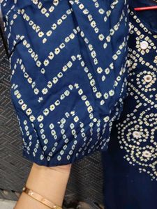 Navy Blue Bandhani Kurta Set