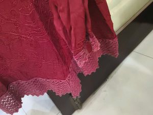 Maroon Embroidered Kurta