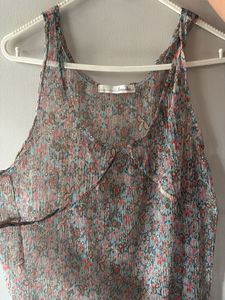 Sheer Floral Print Tank Top