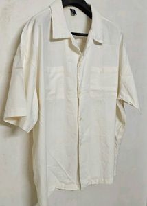 Men's off white oversized Short Sleeve Shirt