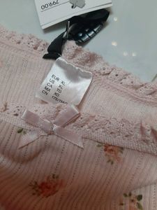 H&amp;M Lace Trimmed Jersey Strappy Light Pink Top