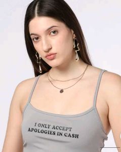 Shein Spaghetti Strap Typographic Print Crop Cami