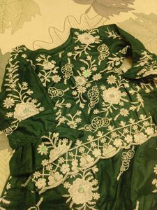 Green Chikankari Girl Ethnic Wear