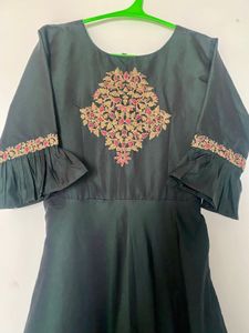 *Best Deal*Olive Green Long Frock Along With Dupat