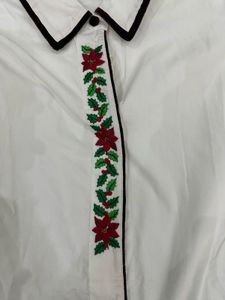 White Embroidered Button-Up Shirt