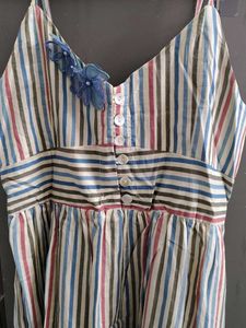 Striped Sundress with Flower Detail