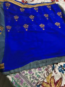 Royal Blue Embroidered Saree