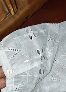 Max White Eyelet 3/4 Sleeve Top