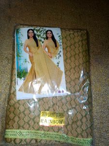Elegant Gold Saree with Blouse