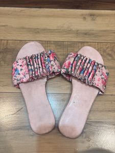 Pink Floral Slide Sandals