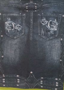 Blue Denim skirt with Rose Pockets