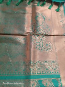 Elegant Teal &amp; Gold Silk Saree