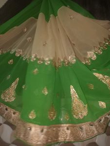 Embroidered Saree with Mirror Work