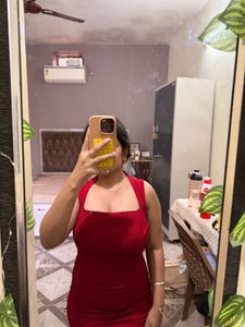 Red Ruched Bodycon Dress