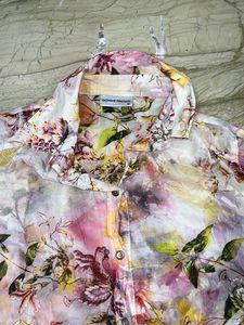Floral Print Sheer Button-Up Shirt