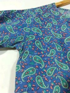 Fabindia Blue With Multicolour Floral Printed Kurt