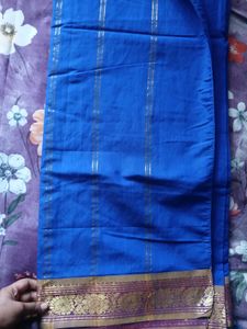 Blue Cotton saree with Blouse