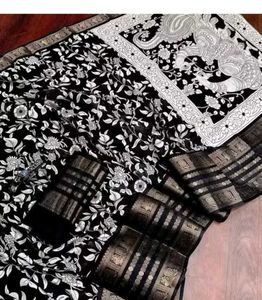 Elegant Black Floral Saree