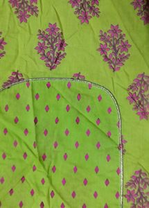 Yellow Kurta with pink  Block Print, size L