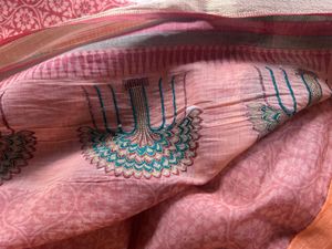 Vibrant Indian Saree - Red Floral Tree Print