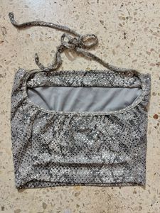 Sparkling Silver Snake Print Halter Top