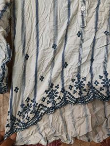 Embroidered Striped Kurta