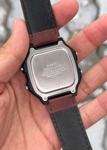 Casio Digital Watch Brown Leather Strap with metal