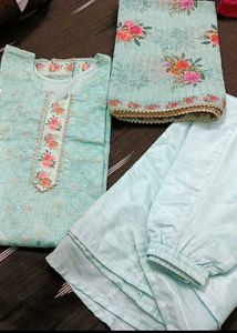 Designer Mint Green Floral Kurta Set