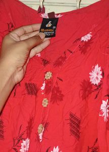 Red Floral Kurta Set