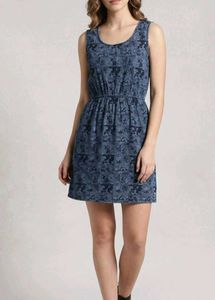 Disney Denim Print Midi Dress