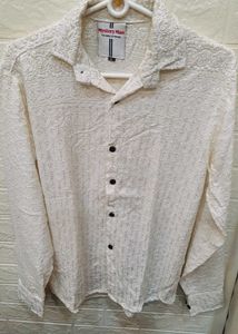 Textured Button-Down with Chickankari Work.