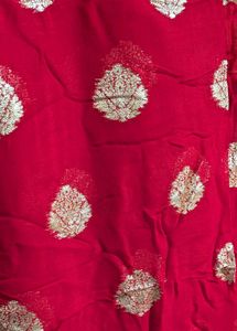 Vibrant Red Saree with Gold Brocade