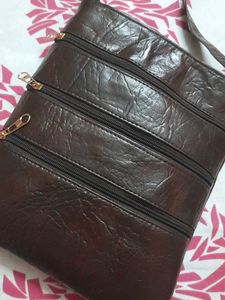 Dark Brown Faux Leather Crossbody Bag