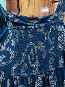 Blue Floral Print Tiered Dress