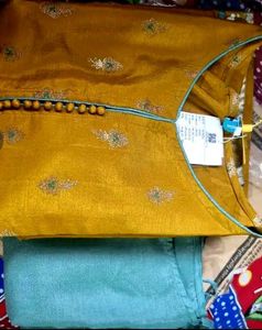 Elegant Mustard &amp; Teal Anarkali Set
