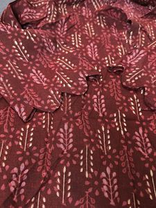 Maroon Printed Kurta