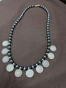Oxidized Silver Coin Necklace - brand new