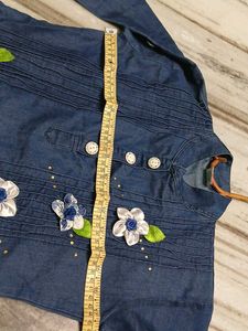 Denim Kurti with Floral Embellishments
