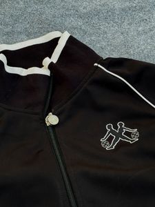 Black Track Jacket with White Trim