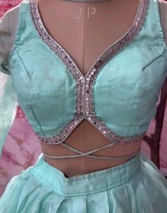 Mint Green Sequin Blouse & Skirt