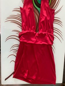 Red Plunge Neck Mini Dress/ 1 freebie