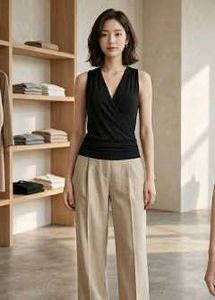 Sleek Black Wrap-Style Sleeveless Top