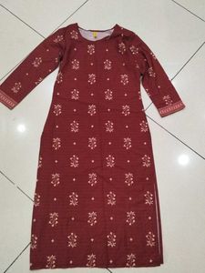 Maroon Printed Kurta