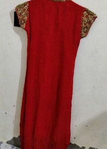 Vibrant Red Embroidered Kurta Set
