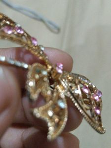 Hijabs broach.  Sparkling Bow Brooch with Pink and