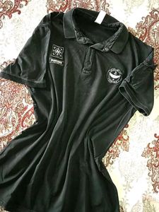 Men's Black Graphic Polo Shirt