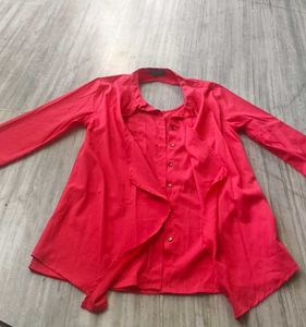 Red Collared Asymmetrical Top